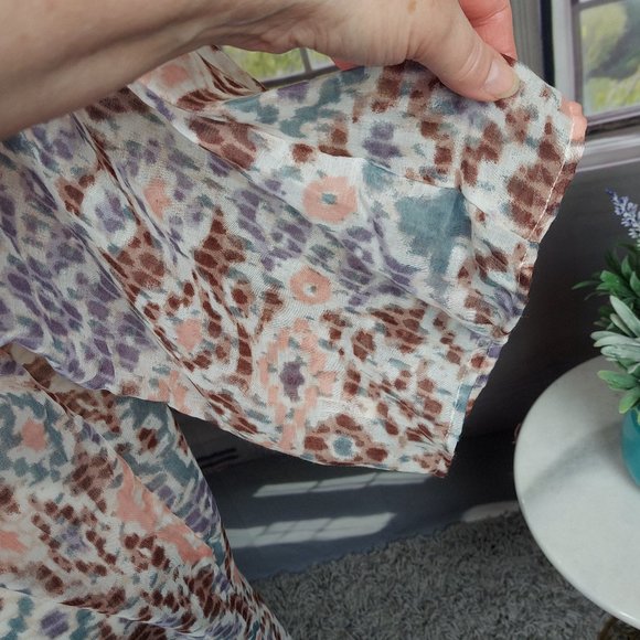 NWT SONOMA WATERCOLOR IKAT LONG KIMONO (BROWN MULTI / OS) - Picture 5 of 10